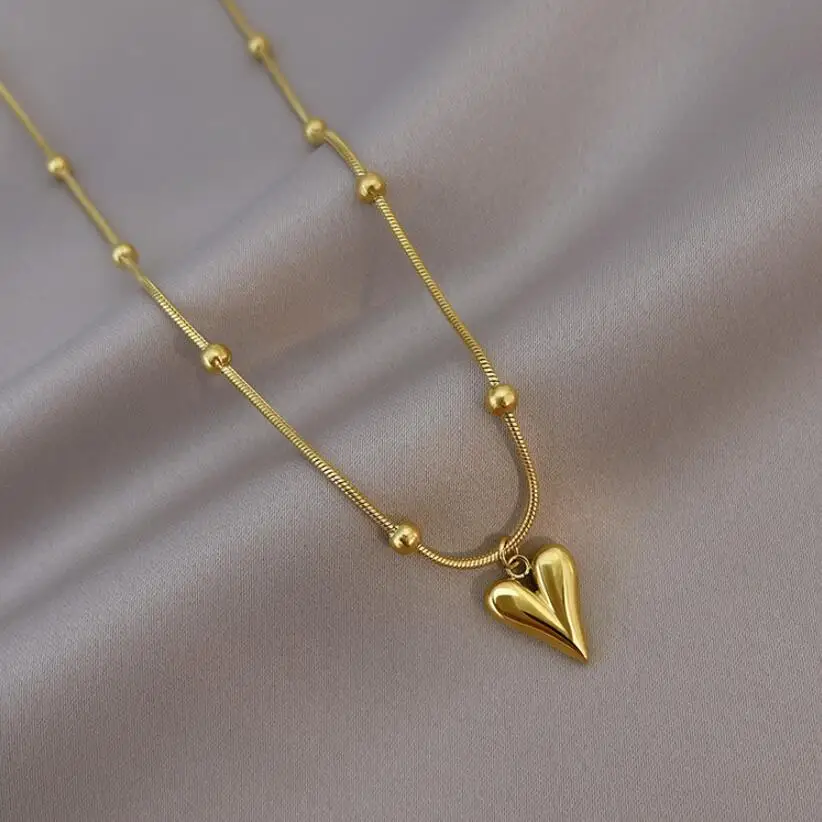 Женская цепочка из нержавеющей стали с бусинами в виде змеи