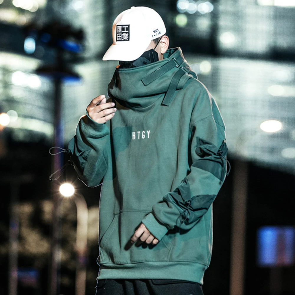 

Hip Hop Thick Cotton Hoodies Harajuku Women/Men's Casual Letter Embroideried Hooded Loose Tactical Cargo Pullover Sweatshirts