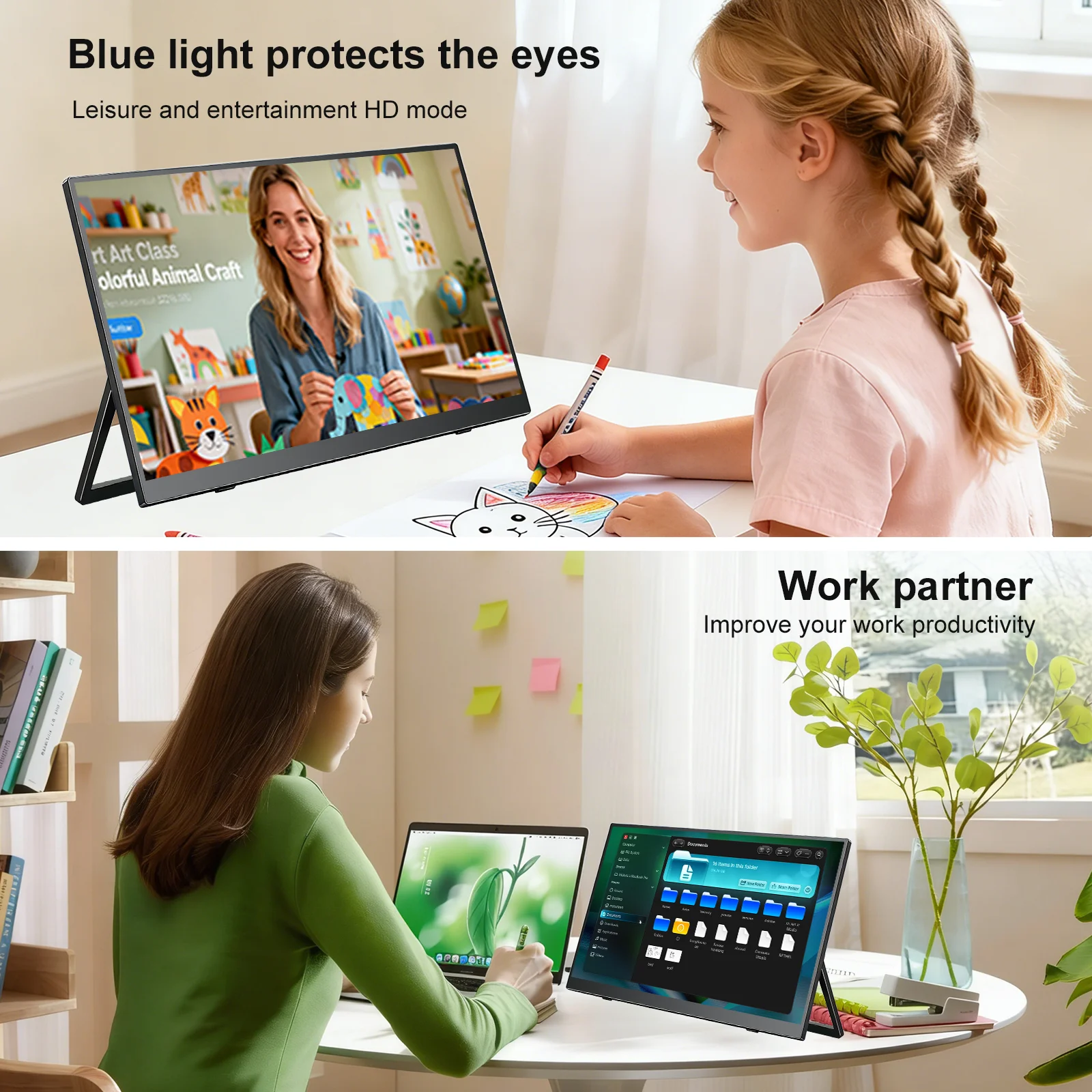 Портативный монитор WonTim 4K 15.6 3840x2560 IPS, расширенный экран для ноутбука, 1200 нит, USB-C, HDMI, игровой дисплей для ПК со встроенными динамиками (art.: 3920dbfc44896) - 3920dbfc44896