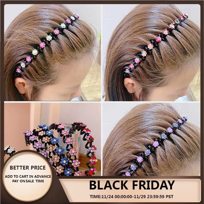 Fashion Pearl Non-Slip Rhinestone Hairbands Elastic Flower Women Hair Hoop Bands Headband Bezel Girls Hair Accessories Headdress