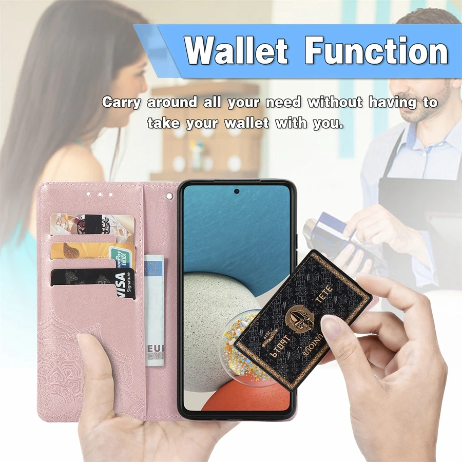 3D Datura Wallet Leather Flip Case For Samsung Galaxy A03 A12 A13 A22 A23 A32 A51 A52 A53 A71 A72 A73 S22 Ultra S21 S20 FE S10