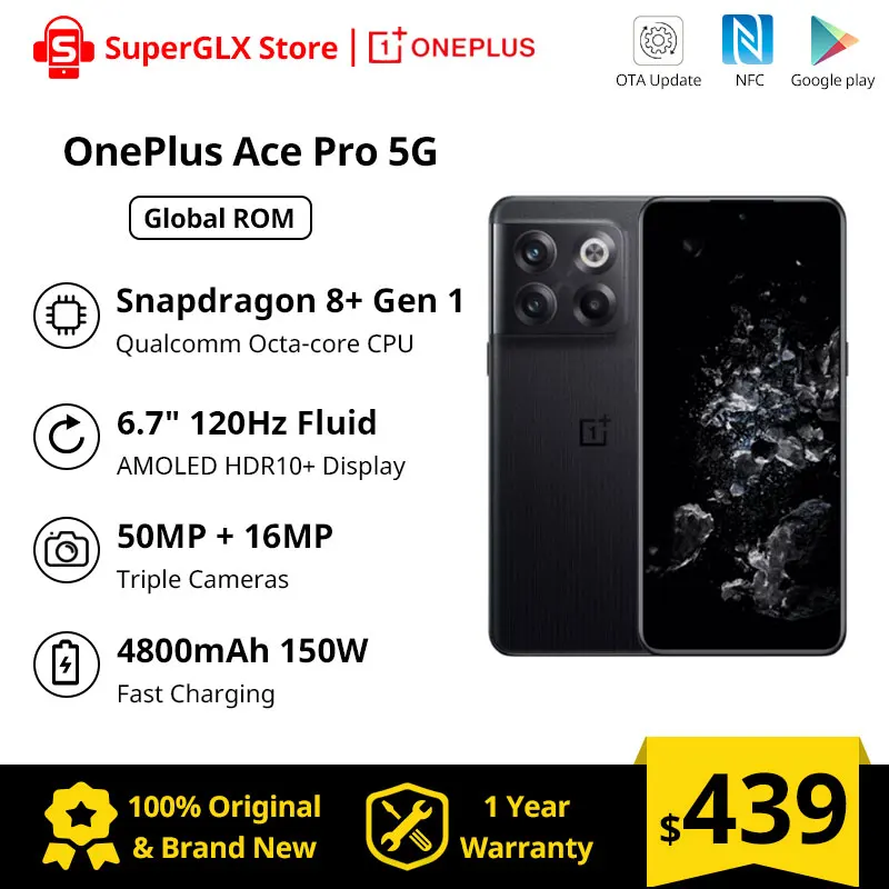 

Смартфон OnePlus Ace Pro, 10 T, 10 T, 150 Вт, тройная камера 50 МП