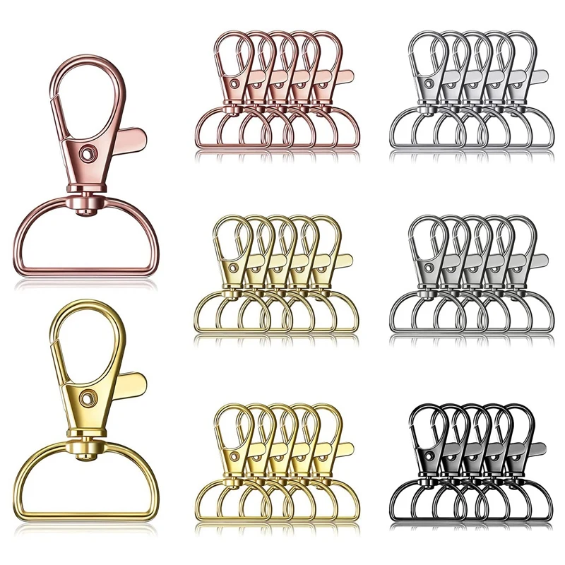 

48Pcs Swivel Clasps Lanyard Snap Hooks Keychain Clip Hook Lobster Claw Clasp With D Rings For Sewing Craft Project