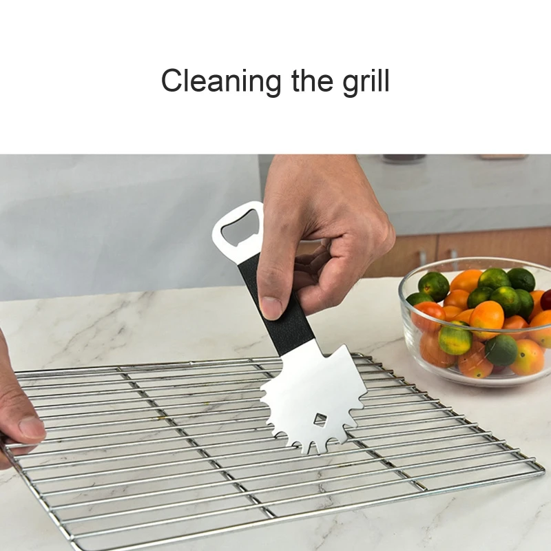 

Stainless BBQ Grill Scraper Grill Grate Cleaner Barbecue Grill Brush Non-bristles Cleaning Tools for Most Grill Grates