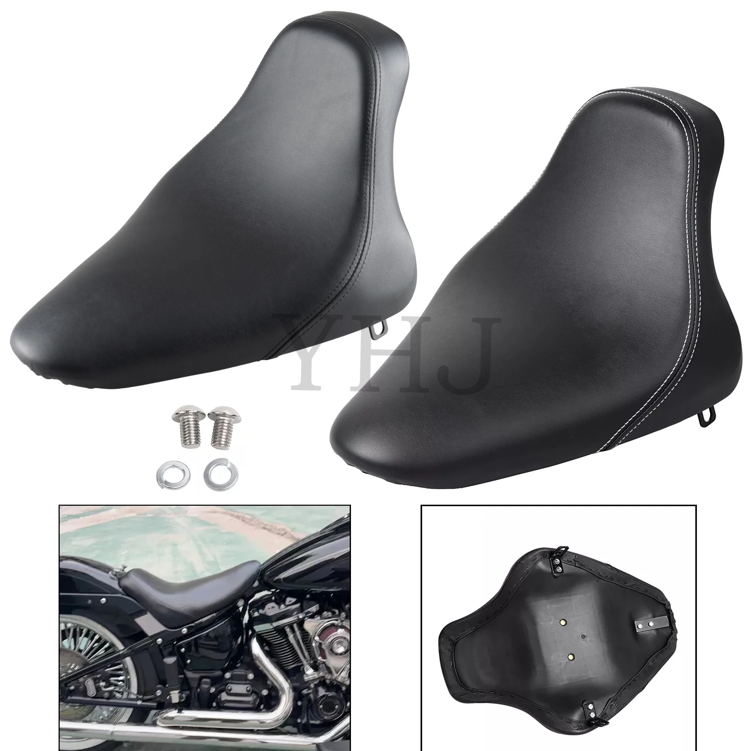 Motorcycle Front Driver Butt Bucket Solo Seat Black For Harley Night Train Softail Heritage Fat Boy FXST FLST FLSTF 2000-2007