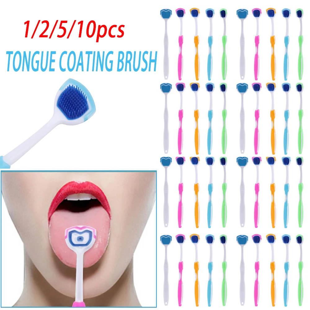 

10-1pc Soft Silicone Tongue Brush Tongue Coating Scraper Cleaning Toothbrush Mouth Fresh Breath Scraping Hygiene Oral Care Tool