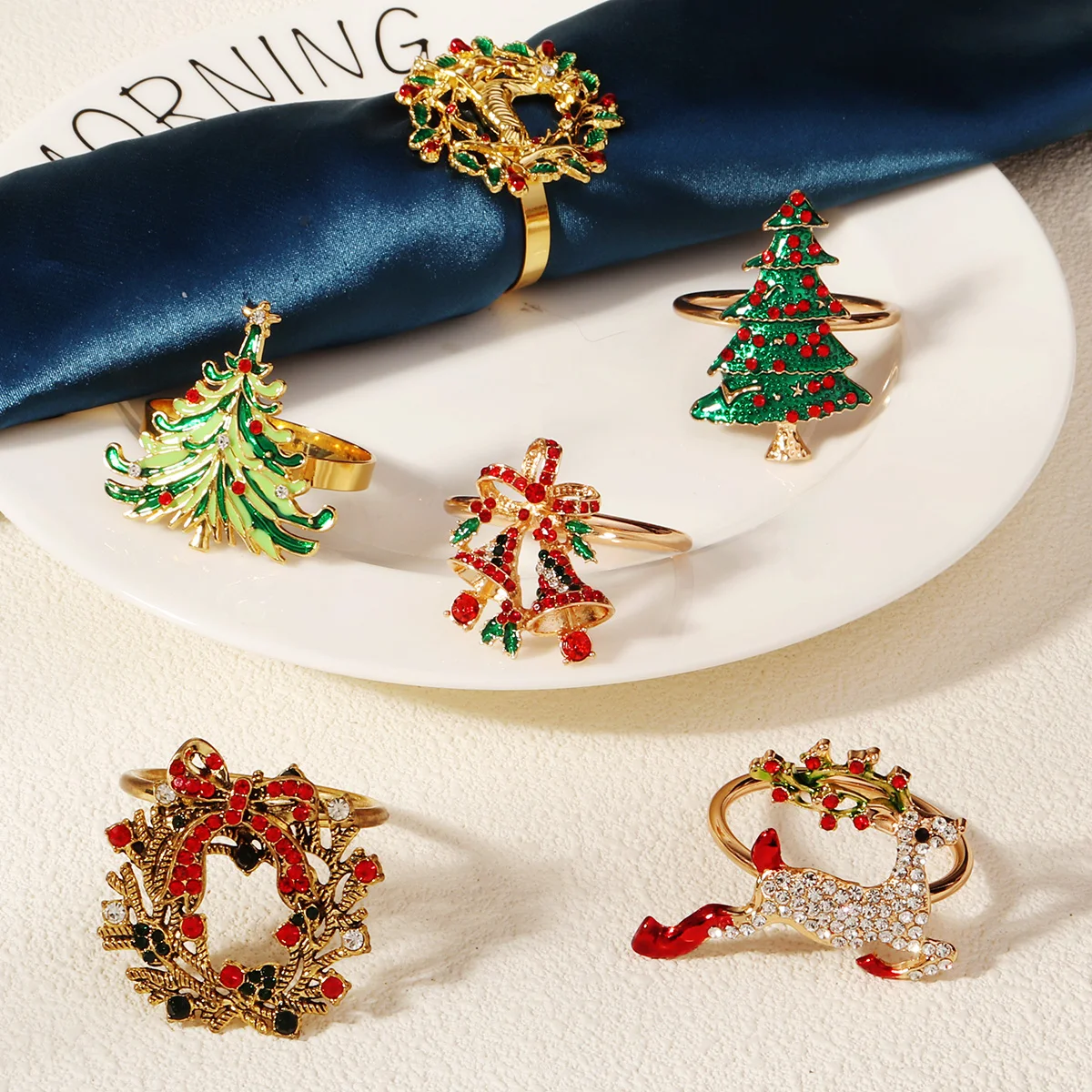 Набор пуговиц для рождественских салфеток-6 шт./компл. стразы из сплава