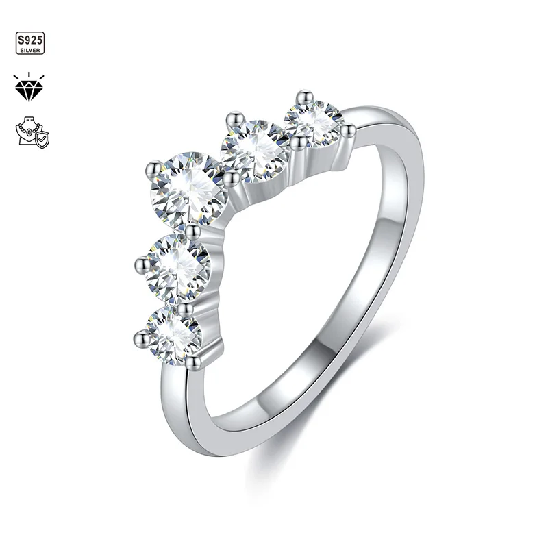 S925 Серебряное кольцо с муассанитом Crodn 1CT D VVS1 Сертифицированные ювелирные