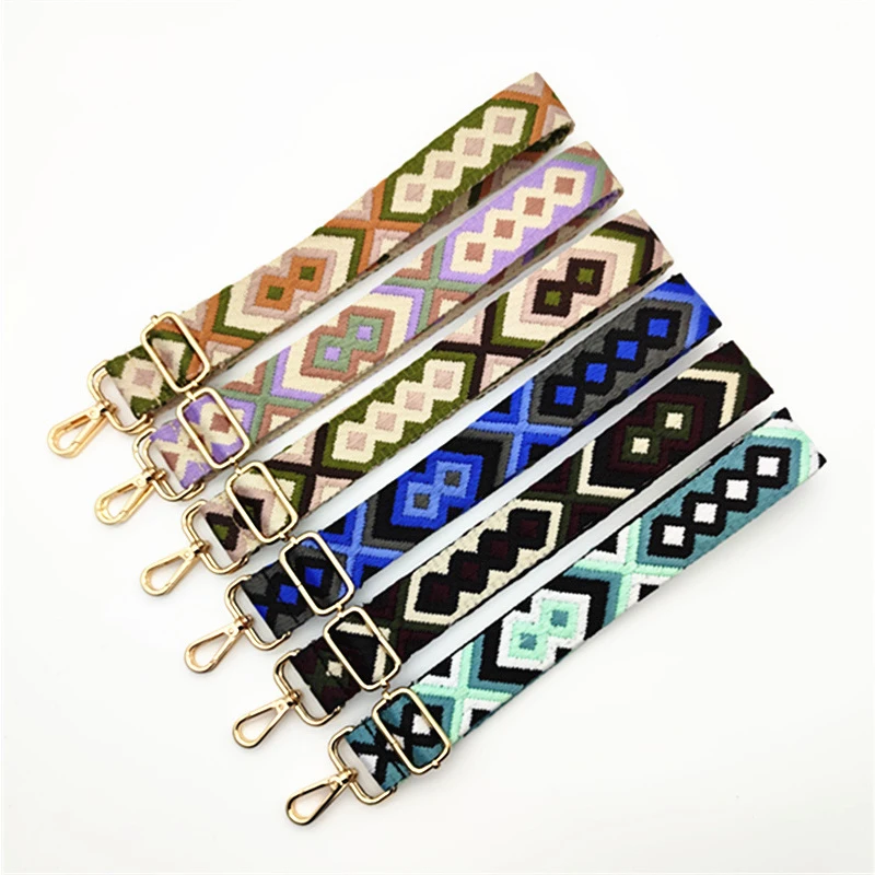 

130cm Ethnic Style Bag Belt For Women Adjustable Replacement DIY Crossbody Shoulder Handbag Accessories Wide Bag Straps