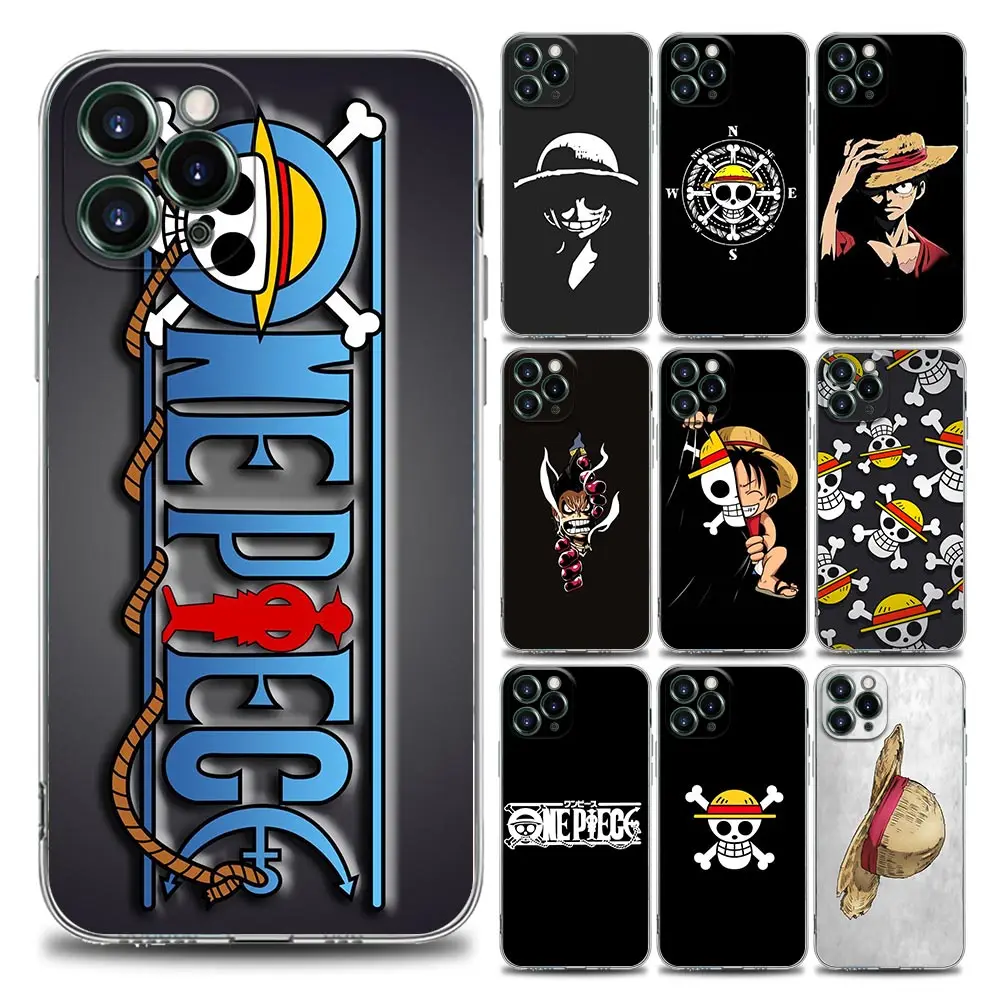 

One Piece Luffy logo Straw Hat Anime Clear Phone Case for iPhone 11 12 13 Pro Max 7 8 SE XR XS Max 5 5s 6 6s Plus Soft Silicon