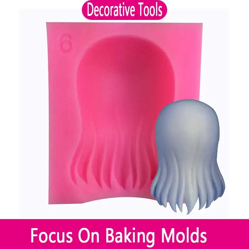 

new long hair styling silicone mold chocolate mousse turn over sugar baking mold cake mold plaster diy soap mold decoration