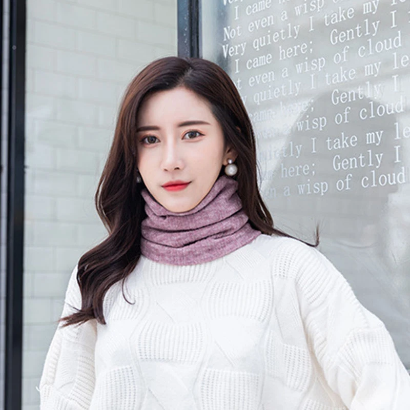 S унисекс шарф с кольцом на флисовой подкладке женский однотонный вязаный