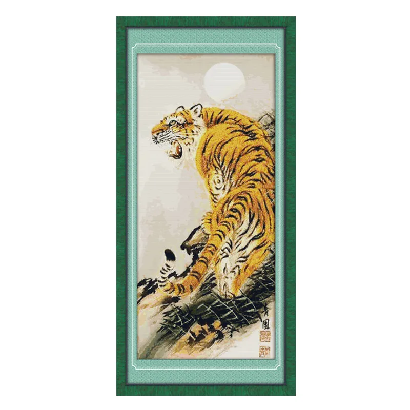 

Uphill tiger(2) cross stitch kit 14ct 11ct pre stamped canvas cross stitching animal lover embroidery DIY handmade needlework