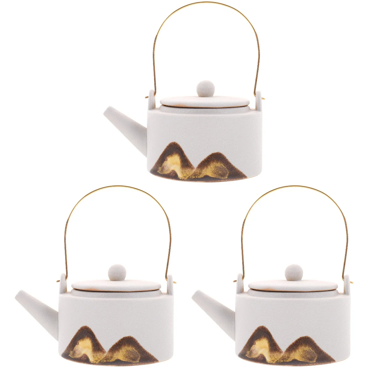 

3 Count Ceramic Kettle Adorable Tea House Teapot Vintage Water Boiling Loose Kungfu