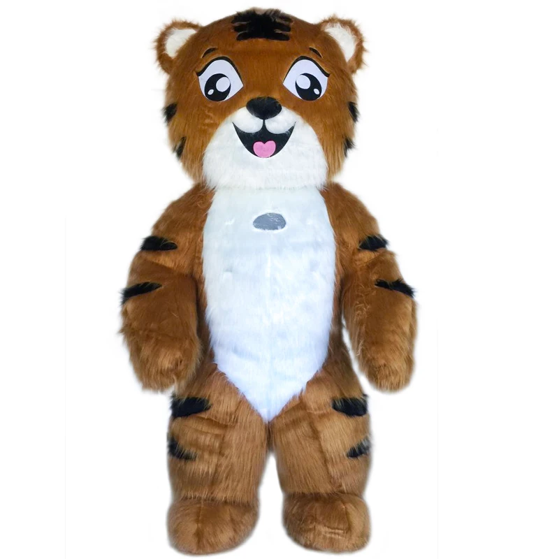 Inflatable Tiger Cute Furry Plush Bear Mascot Costume Fursuit Family Promotion Halloween Cosplay Party Dress Animal Adult