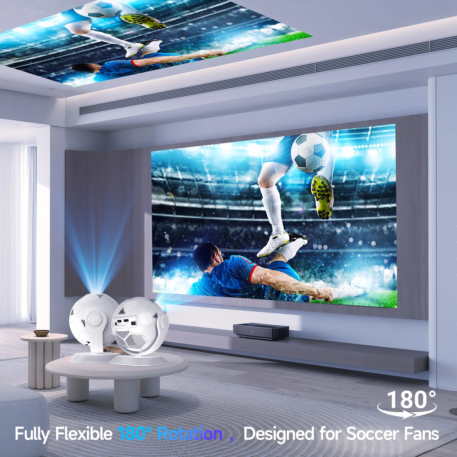 Фото Проектор Magcubic HY300F 8K, 300 ANSI люмен, домашний LED-проектор на Android 14 с Wi-Fi 6 и BT 5.4, футбольный дизайн для домашнего кинотеатра и улицы №4