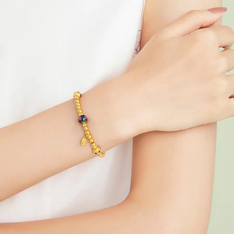 Роскошный эмалированный золотой несмываемый браслет ювелирный подарок на день