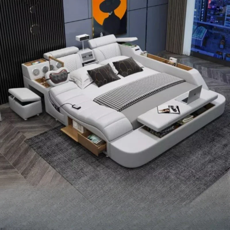 Роскошная двухспальная проекционная кровать для хранения спальни кровать-ЛОФТ