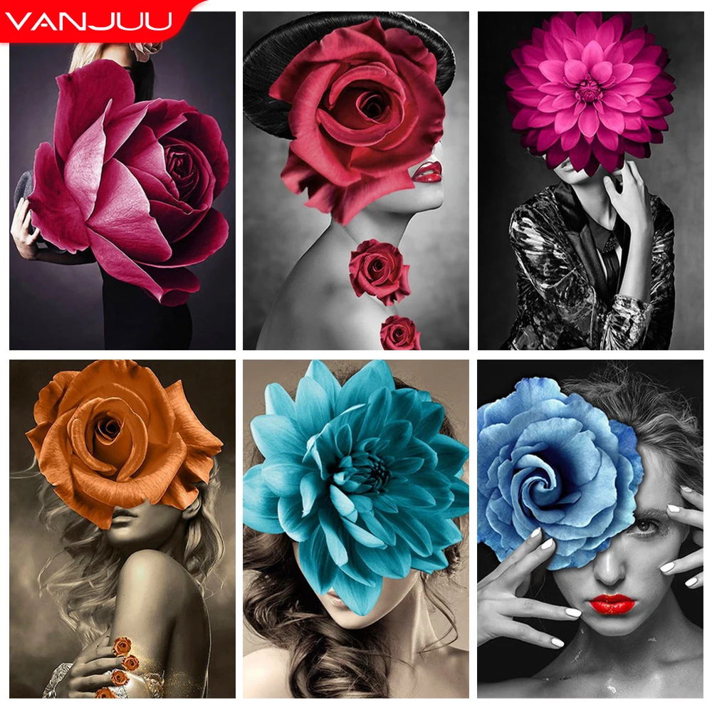 

Алмазная 5D картина «Луна» с розами, Набор для вышивки крестиком, мозаика, картина Стразы, домашний декор