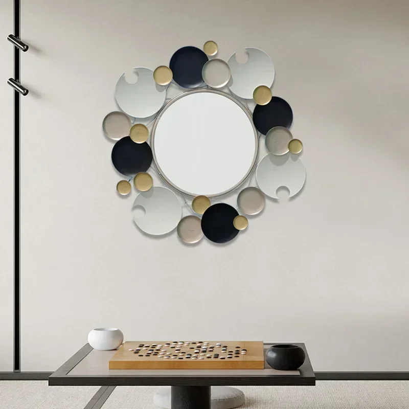 Роскошное креативное железное круглое зеркало средней длины умывальник