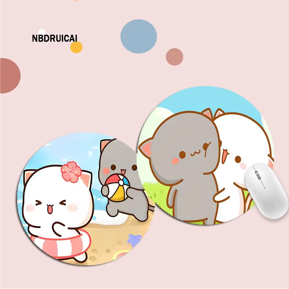 

Peach Mochi Cat 20x20cm Round Thickened Mouse Pad Oversized Gaming Keyboard Table Mat Desk Set Accessories For PC Desk Pad