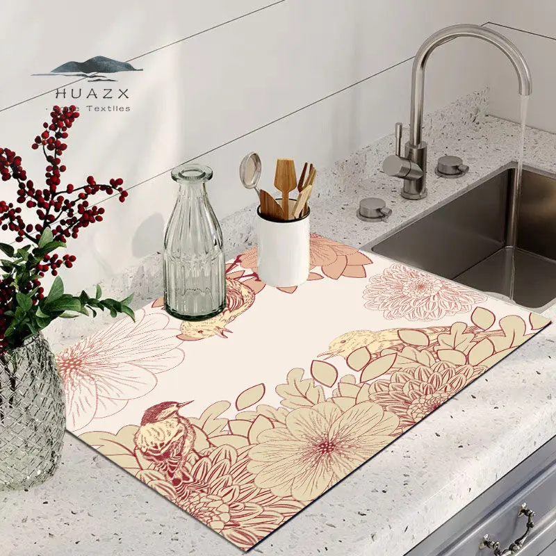 

Cartoon Animal Kitchen Antiskid Drain Pad Coffee Bar Dish Drying Pads Dry Super Absorbent Drainer Mat Dining Room Tableware Mats