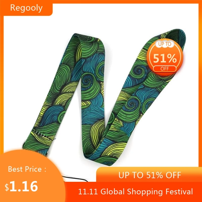 

Vintage Green Thread pattern Keychain Lanyards Id Badge Holder ID Card Pass Gym Mobile Phone Badge Holder Key Strap webbings