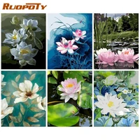 ruopoty frame paint by numbers flowers pictures by numbers lotus coloring by numbers home decors for adults picture drawing