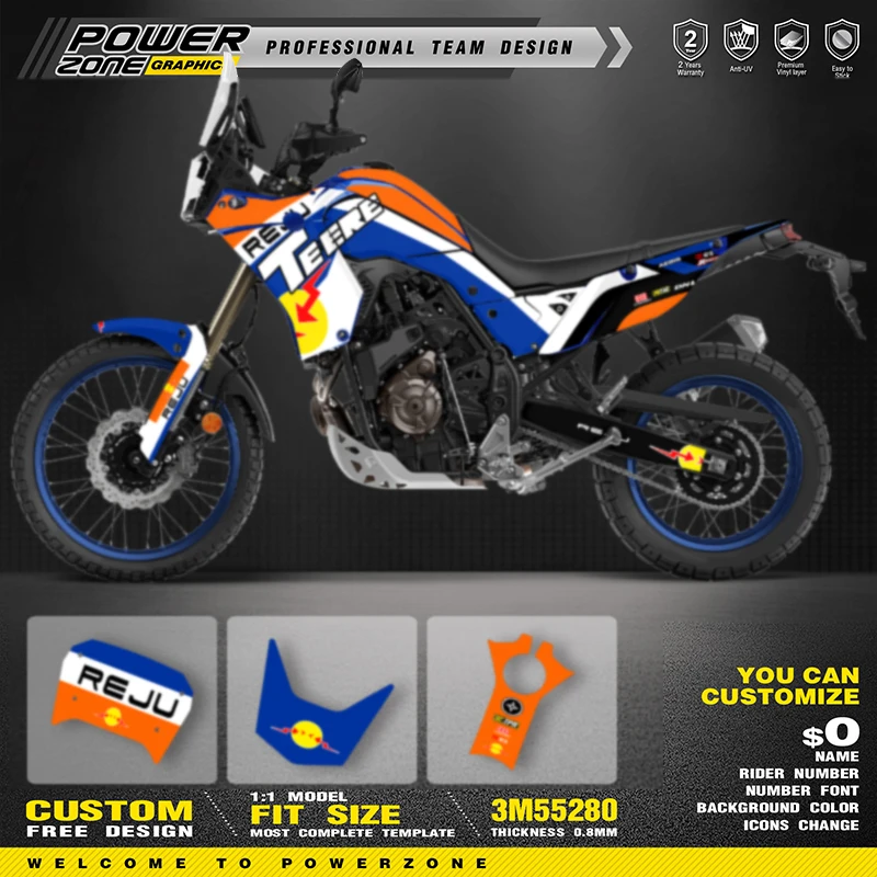 Фото POWERZONE пользовательская графика LTZ400 графические наклейки комплект наклеек DECO Dekor для YAMAHA T700 2018-2023 TENERE T700 имя номер 04 №2