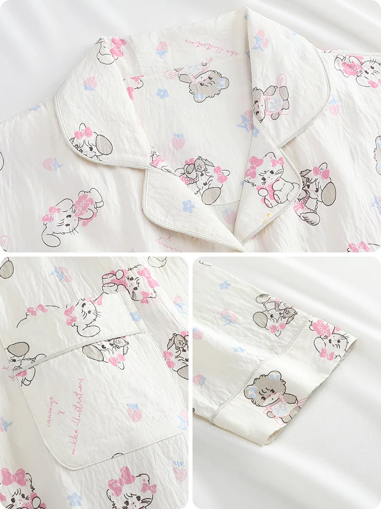 Весенне-осенняя Летняя женская пижама из хлопка и шелка с вставками в грудь