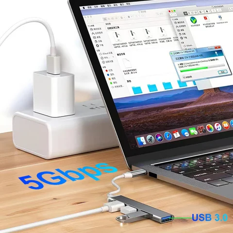 USB-концентратор PD с портом USB Type-C на USB 3,0, 65 Вт, 5 портов