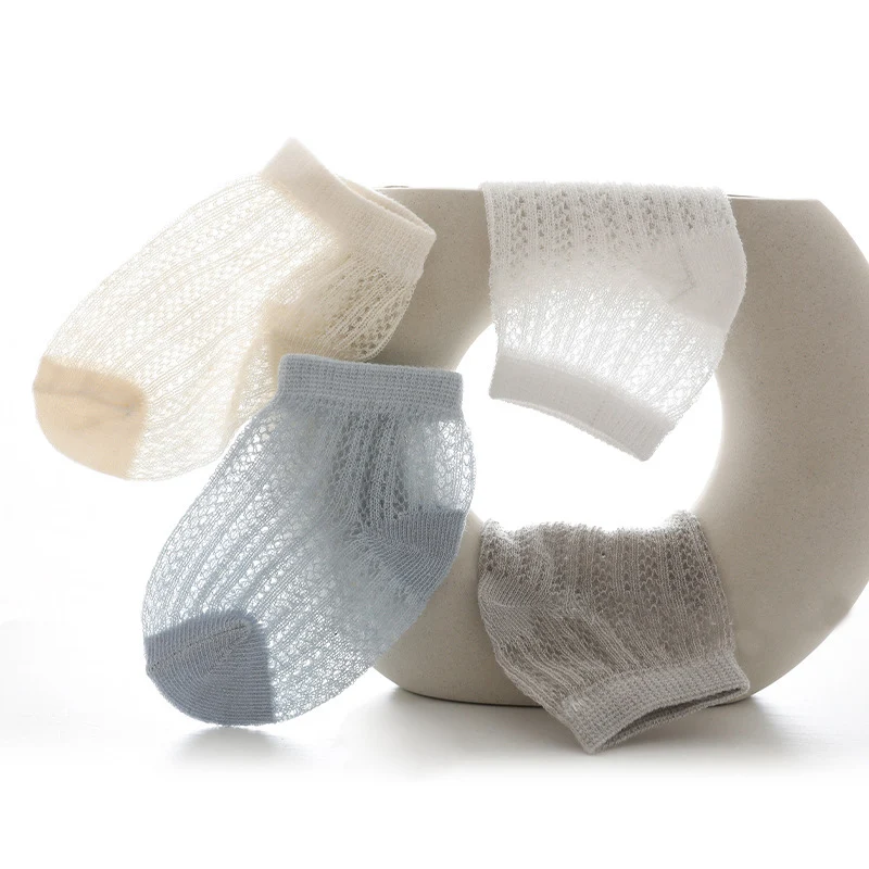 

2022 Summer New Kids Newborn Baby Girl Socks Thin Mesh Breathable Hollow Cotton Soft Cute Children Baby Boy Socks For 0-6T
