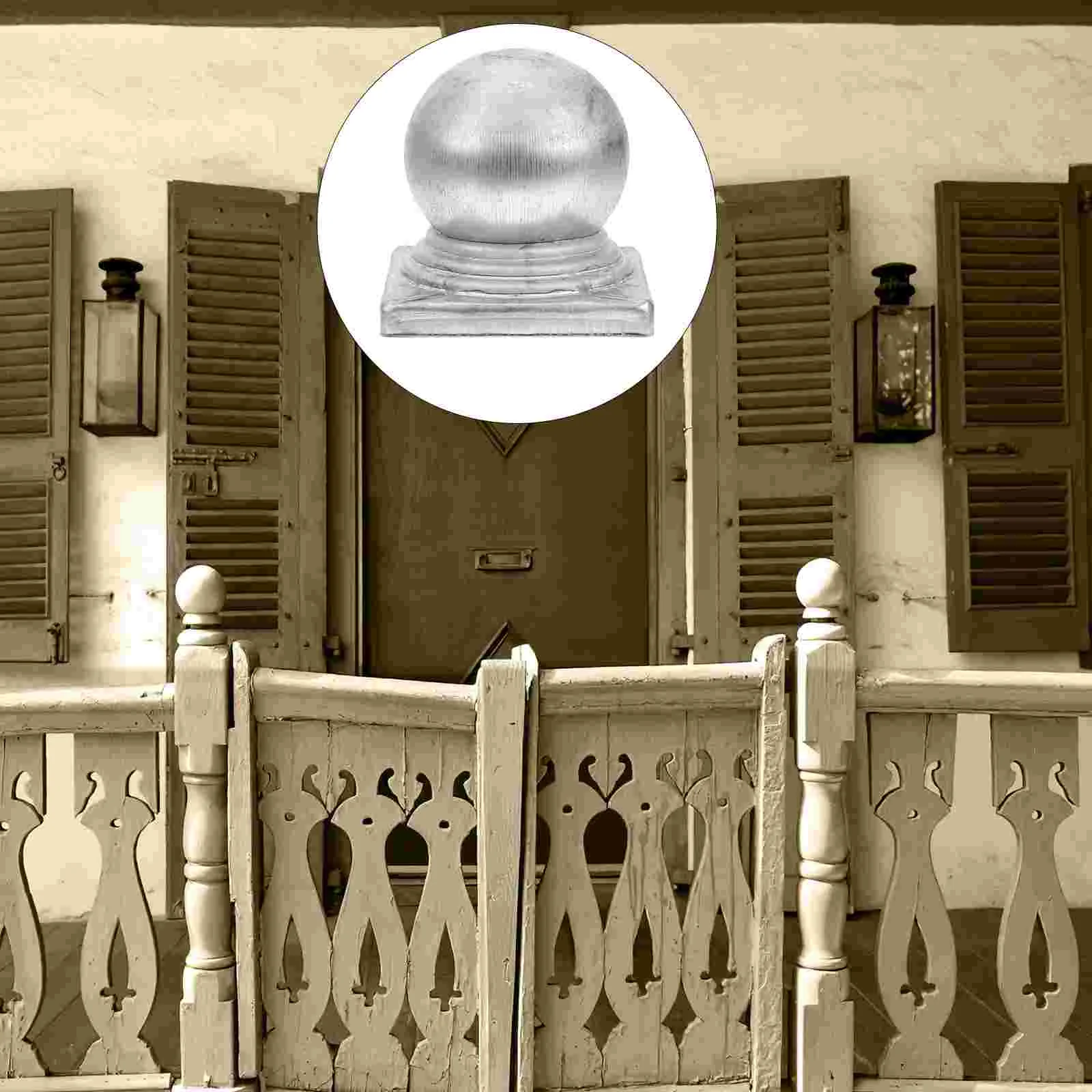 

4 Pcs Metal Deck Balusters Ball Post Caps Square Tube Cover Fence Accessory Covers