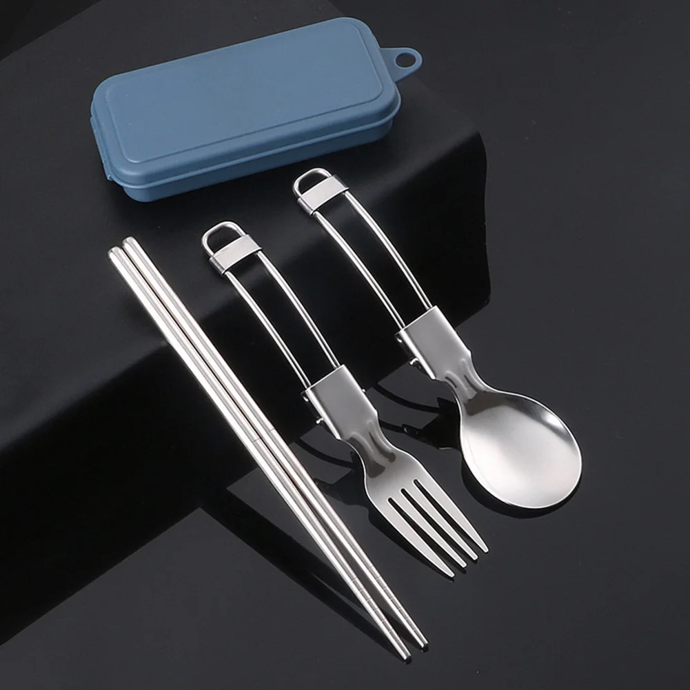 

Picnic Cutlery Camping Utensil Easy Storage Safe And Secure Spoon Chopsticks Fork Set Stainless Steel Brand New