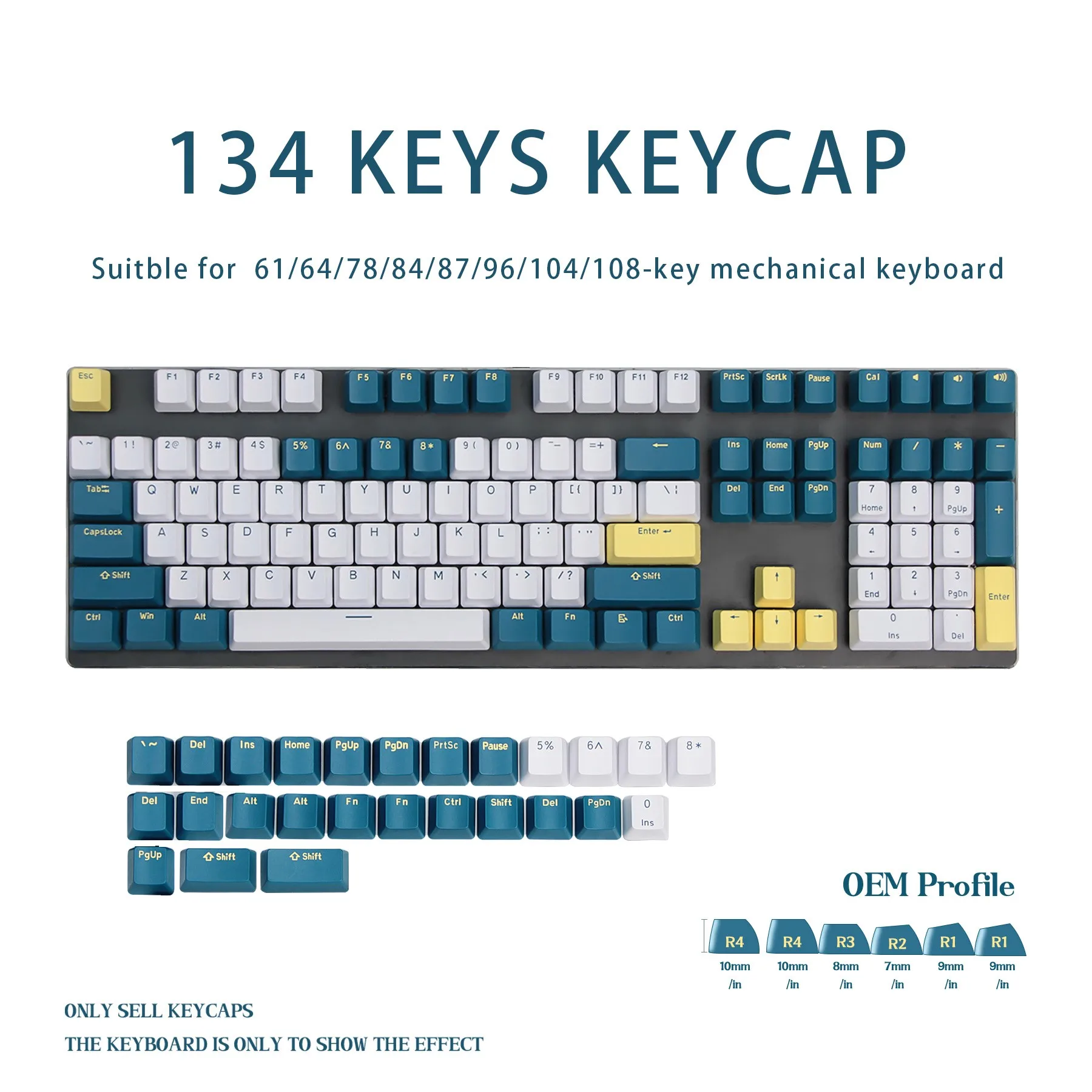 

134 Keys PBT Keycaps For Cherry MX Switch 108/104/96/87/84/78/64/61 Mechanical Keyboards OEM Profile Double Shot Custom Keycaps