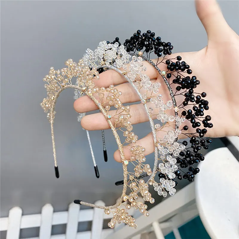 

Pearl Rhinestone Flower Headband Wedding Hair Accessories For Women Bridal Headband Hair Jewelry Light Gold Wedding Accessories