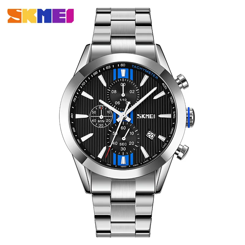 

SKMEI Quartz Men Watch 3Bar Waterproof Sport Watches Date Time Male Clock Luxury Stainless Steel Montre homme reloj hombre 9302