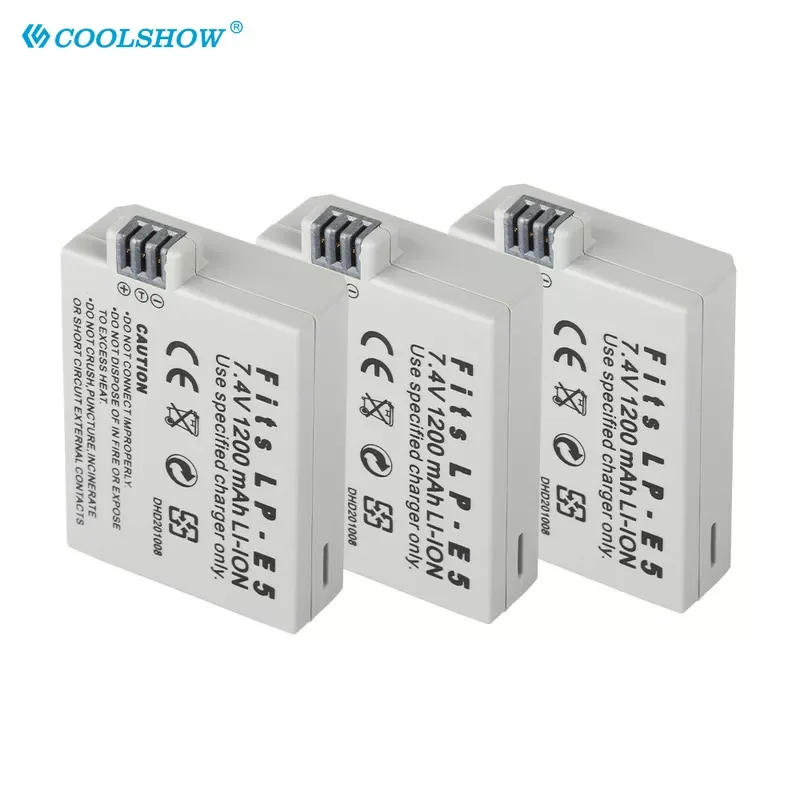 

NEW2023 Camera Battery LP E5 LP-E5 LPE5 For CANON 450D 500D 1000D KISS X2 X3 F Rebel XS XSi T1i 1200mAh Standard Batteries