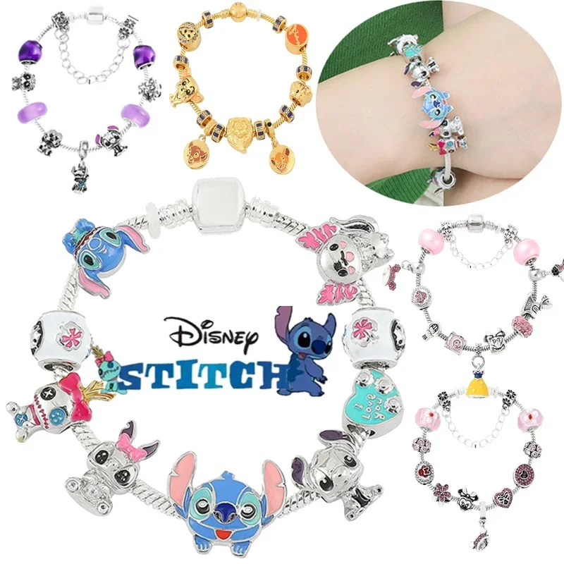 

Disney Stitch Charm Bracelet Doll Accessories Toys for Girls Cute Cartoon Bracelets Jewelry for Women Girlfriends Pendant Gift