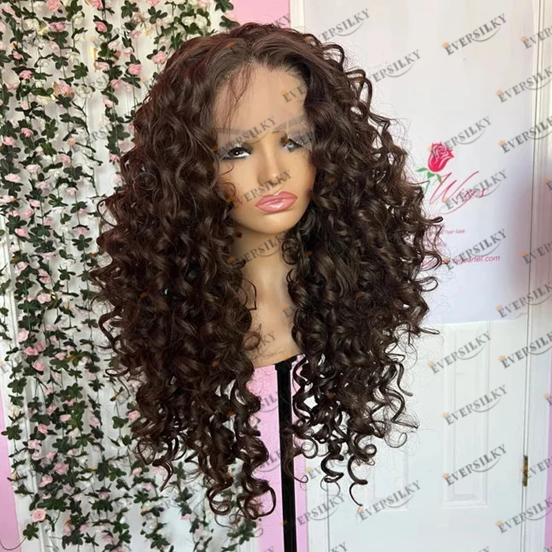 Dark Chocolate Brown Loose Deep Curly Human Hair 5x5 Lace Cl