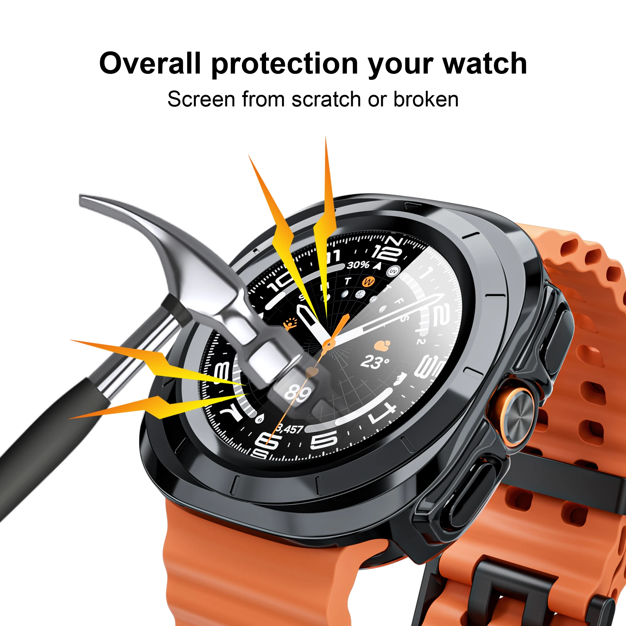 Фото Чехол для Samsung Galaxy Watch Ultra 47 мм, аксессуары, защита экрана из закаленного стекла, жесткий бампер из поликарбоната для Galaxy Watch 7 ultra, чехол №3