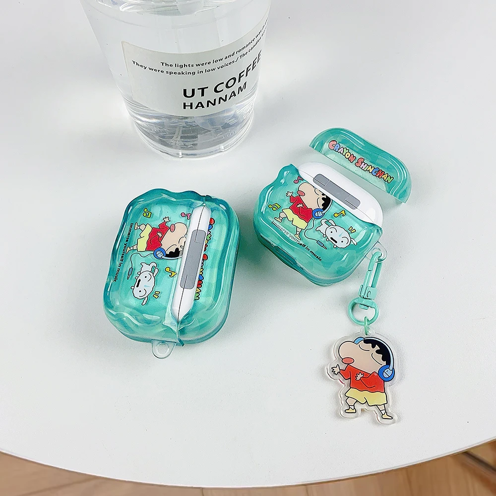 Фото Милый мультяшный аниме-чехол для наушников C-CrayonShin-chan для Airpods 4 2 3 1 Pro 3 2, защитный чехол для беспроводной Bluetooth-гарнитуры №1