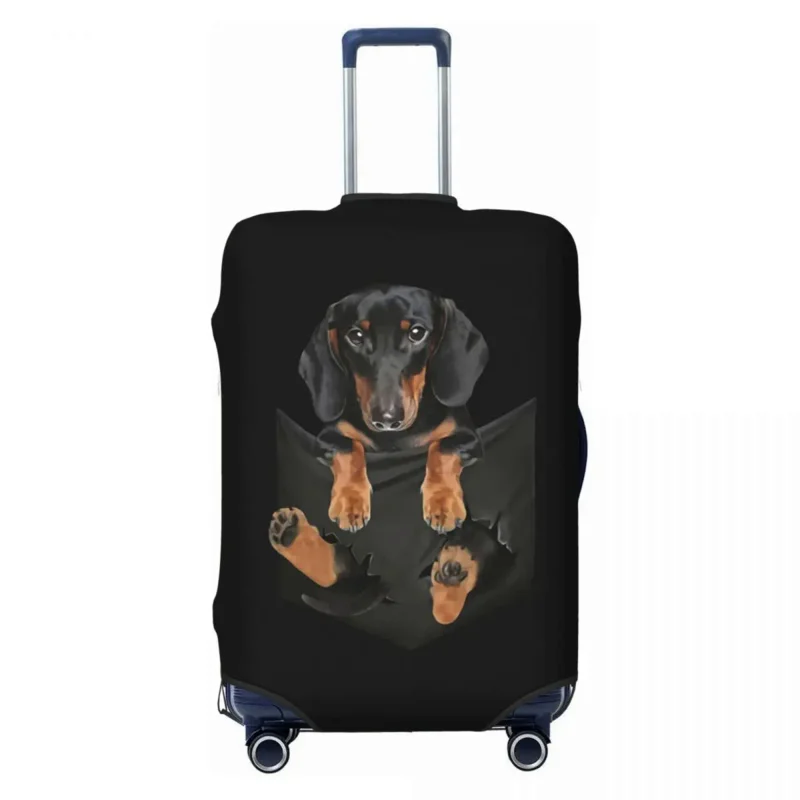 

Custom Funny Dachshund Luggage Cover Protector Funny Sausage Badger Wiener Dog Travel Suitcase Protective Cover for 18-32 Inch