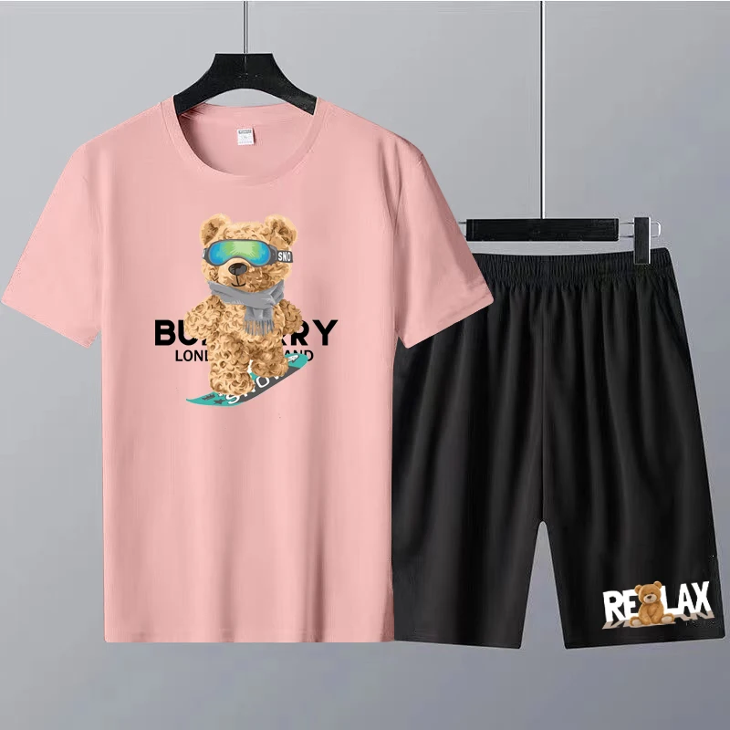 2023 Funny Bear Harajuku T-Shirt Men's Summer T-Shirt Short Sleeve T-Shirt Men's Summer Comfortable Daily Couple Suit Short Slee