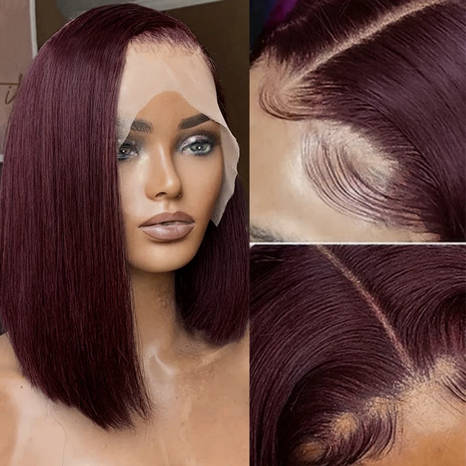 99j Парик Из Натуральных Волос В Стиле Боб Без Клея Bordovski Короткие 13x4 Кружевные