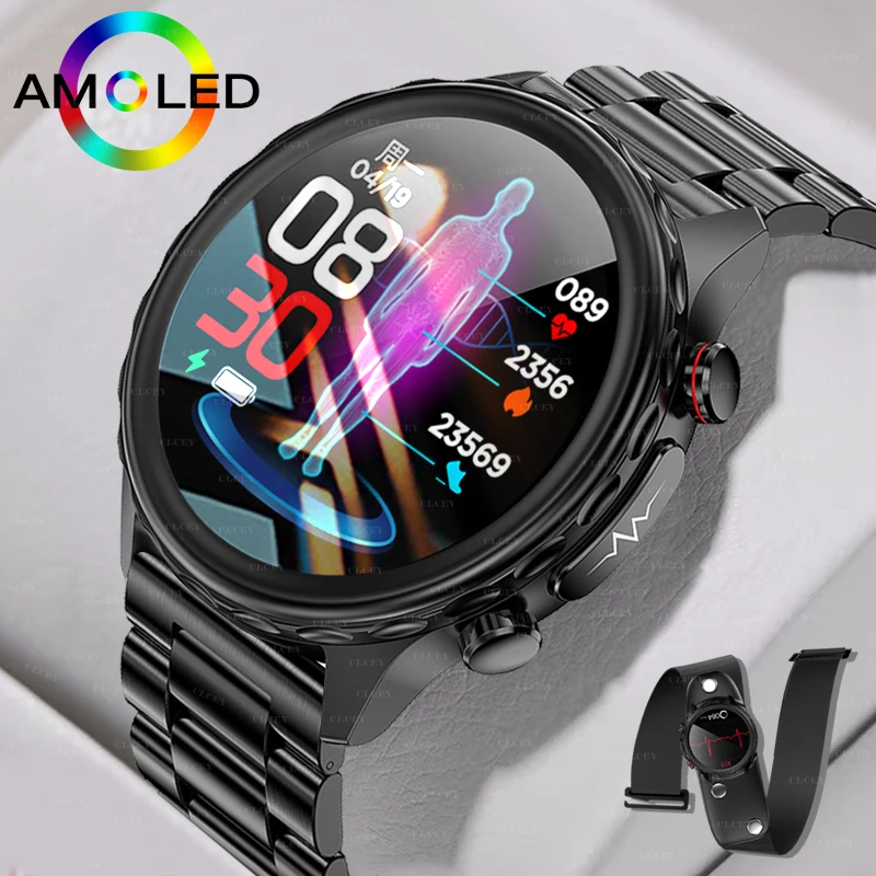 2023 New Blood Glucose Monitor Health Smart Watch Men Women ECG+PPG Blood Pressure Thermometer IP68 Waterproof Sports Smartwatch