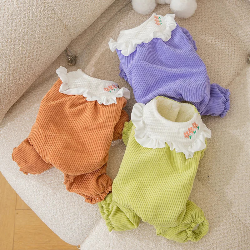 

Yorkshire Pajamas Clothes Puppy Winter Dog Sweet Pet Kitten Cute Thickened Sweater Small Wool Jumpsuit Autumn Warm Poodle Medium