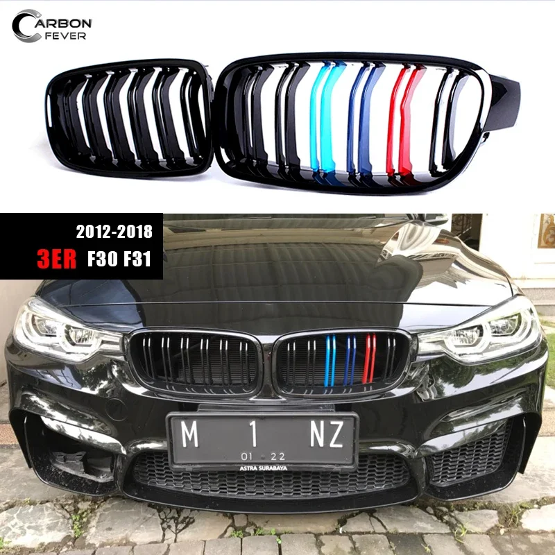 Глянцевая черная 2-платная решетка переднего бампера сменная из АБС-пластика для