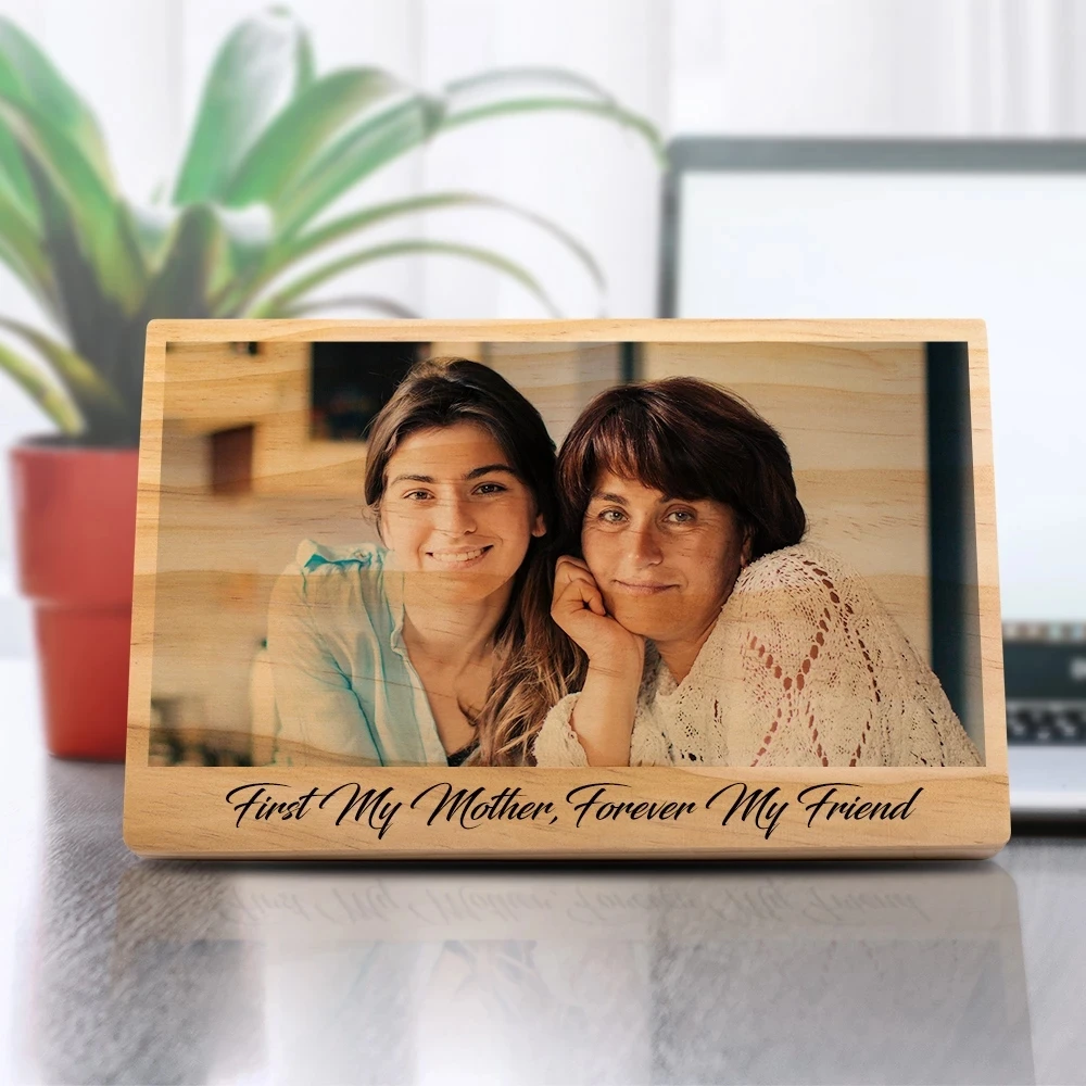 

Custom Wood Photo Frame Personalized Photo Printed Wood Slice Art Home Deco Mothers Day Anniversary Christmas Gift Engrave Text