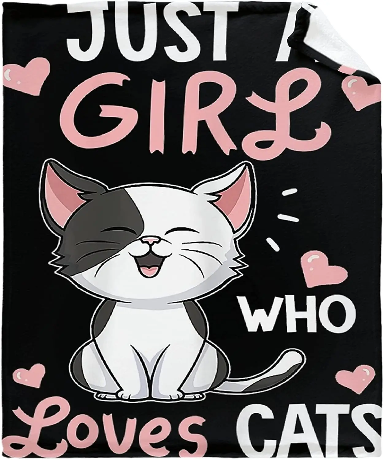 

Just A Girl Who Loves Cats Cute Cat Lover Gifts Flannel Blanket Decor Soft Cozy Warm Fluffy Blanket for Bed Couch Travel Beach